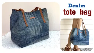 how to sew a denim tote bags tutorial, sewing diy a tote bags from old jeans, diy bags free patterns