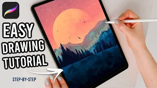 Easy Stylized Landscape Painting - Procreate Tutorial (Step-by-Step)