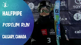 Faulhaber shows her feeling with this pipe | Calgary | FIS Freestyle Skiing