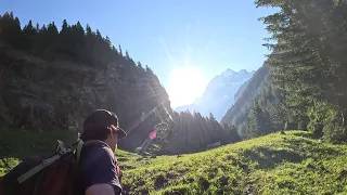 Beginner backpacker goes wild camping in the Swiss Alps