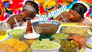 @SAMSWORLD11 BLINDFOLD TACO CHALLENGE!!! | HASHTAG THE CANNONS | MUKBANG EATING SHOW!!