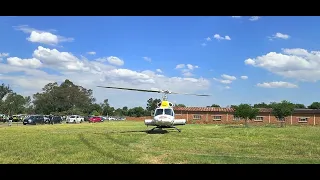 Bell 230 - ZS-HDA - Callsign ROCKET MINI ROCKET AIR AMBULANCE mid startup and departure