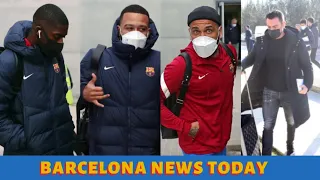 Barcelona Players & Coach travel to Granada for La Liga clash. |Xavi, Memphis, Dembele, Alves|