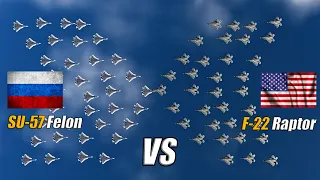 50 US F-22 Raptor vs 50 Russian SU-57 Felon 5th generation fighter - DCS WORLD