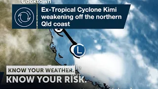 Weather Update - Ex-Tropical Cyclone Kimi weakening off the northern QLD Coast, Tues 19 Jan 2021