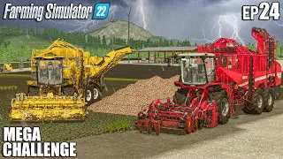 Harvesting ROOT CROPS in EXTREME WEATHER ⛈️ | MEGA Equipment Challenge #24 | Farming Simulator 22