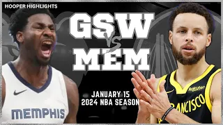 Golden State Warriors vs Memphis Grizzlies Full Game Highlights | Jan 15 | 2024 NBA Season