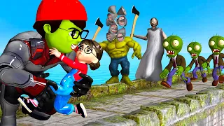 Scary Teacher 3D Nick Transform to Professor Hulk Rescue Tani on Zombie's Bridge with Siren Head