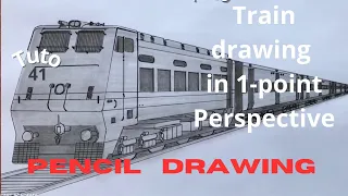 Train drawing in 1-point Perspective/ easy for beginners.