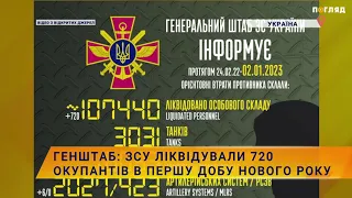 ГенШтаб: ЗСУ ліквідували 720 окупантів в першу добу Нового Року