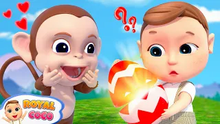 Five Little Monkeys - Surprise Eggs | RoyalCoco Nursery Rhymes & Kids Songs