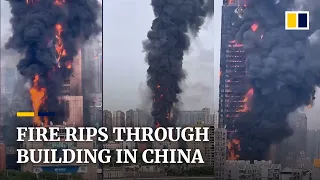 Fire engulfs 42-storey skyscraper in central Chinese city of Changsha