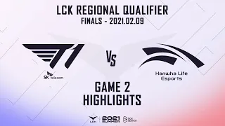 T1 vs HLE Highlights Game 2 | Finals 2021 LCK Regional Qualifier