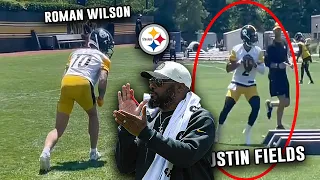 Roman Wilson EMERGING 🔥 + Justin Fields/Russ Wilson QB Drills 👀 Steelers OTA Highlights