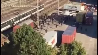 Basel fans vs Grasshopper Club Zurich on railroad