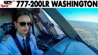 Piloting the "Women's Day" Boeing 777 into Washington | Cockpit Views