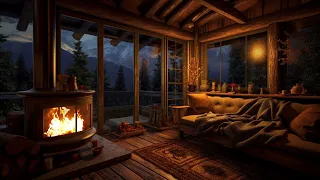 Relaxing Fireplace Cracklings with Majestic Mountain Views - Cozy Cabin Ambience | Resting Area
