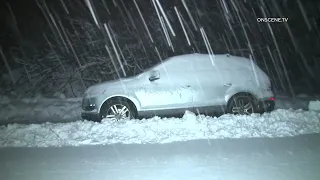 Vehicles Stuck As Snow Storm Hammers Mountain Towns | San Bernardino Mountains