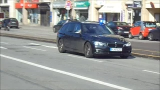 Ziviler BMW 3er + HGrKW Polizei München auf Einsatzfahrt!