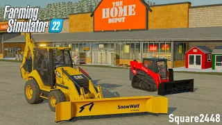 Snow Plowing HUGE Home Depot Parking Lot! | FS22