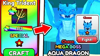 I Got STRONGEST KING TRIDENT and Beat CHAOS MEGA AQUA DRAGON BOSS in Roblox Pull a Sword..