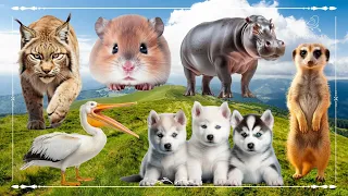 Amazing Familiar Animals Playing Sound: Lynx, Hamster, Hippopotamus, Pelican, Dog & Meerkat