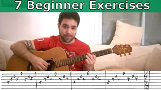 7 Beginner Fingerstyle Exercises (Riffs) - Guitar Lesson Tutorial w/ TAB