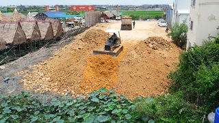 #Ep3 The Update Project Filling Land Use Dump Truck 24T,5T & Bulldozer Mini Pushing Stone Into mud
