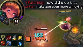 Zoe but she's full AD so she can hop over a wall to one shot you