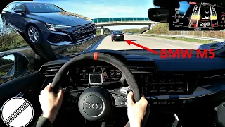 2023 Audi RS3 Sportback | 4K POV DRIVE (Binaural Audio) | Top speed on German Autobahn vs. BMW M5