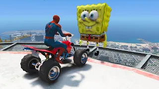 Spiderman Vs SpongeBob Ragdolls, Fails & Jumps GTA 5 (euphoria physics)