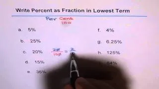 Change from Percent to Fraction In Lowest Term