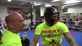 Nieky Holzken sparring J'Leon Love inside the Mayweather Boxing Club