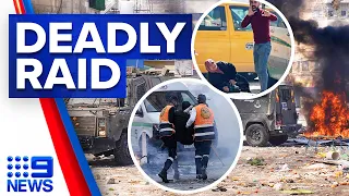 11 Palestinians killed in Israel West Bank raid | 9 News Australia