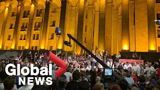 Violence erupts as police block protesters at Georgia's parliament buildings