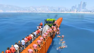 GTA V Phantom Wedge Monster Truck vs 200 Guys Dangerous Stunt on sea #58 #shorts #youtubeshorts #gta