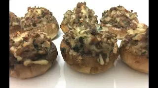 Ground Beef Cheesy Stuffed Mushrooms