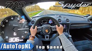 PORSCHE 718 SPYDER | 306km/h TOP SPEED on AUTOBAHN (NO SPEED LIMIT) by AutoTopNL