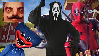 Hello Neighbor - New Neighbor Big Huggy Wuggy Ghostface Deadpool History Gameplay Walkthrough