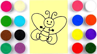 Sand painting coloring butterfly for kids and toddlers