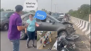 Stop the video omg || boy and girls accident in car and bike ￼