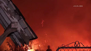 Fireworks Fire Threatens Homes / Pacoima   RAW FOOTAGE