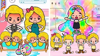 I'm The Only One With Rainbow Hair In Gold Family😭  Sad Story | Toca Life Story | Toca Boca