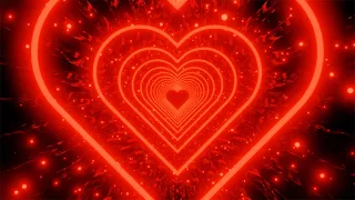 Red Nneon Heart on a Mirrored Background. Video Loop