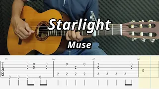 Muse - Starlight Fingerstyle Guitar Cover ( Tab + Chords + Lyrics )