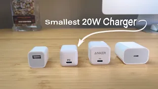 Size Comparison of Popular 20W Chargers (Apple vs Anker Powerport III vs Anker Powerport PD Nano)