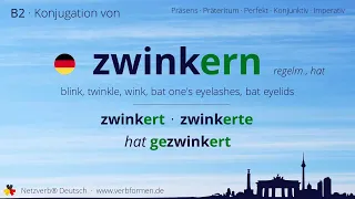 Konjugation des Verb „zwinkern“ - alle Zeitformen lernen, Übersetzung, Tutorial