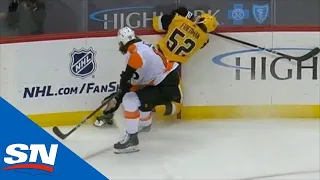 Mark Friedman Goes Awkwardly Into Boards After Dangerous Hit By Nolan Patrick