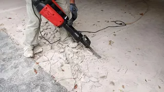 Testing out new tool. Largest handheld Hammer before stepping up to a jackhammer