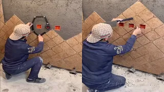 Young Man with great tiling skills -Great tiling skills -Great technique in construction PART 115